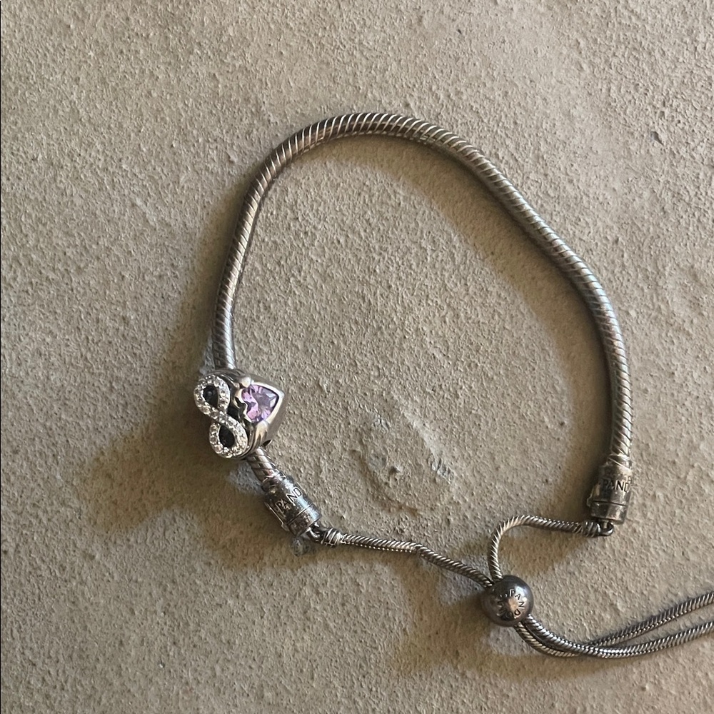 Pandora Silver Bracelet with Purple Infinity Charm
